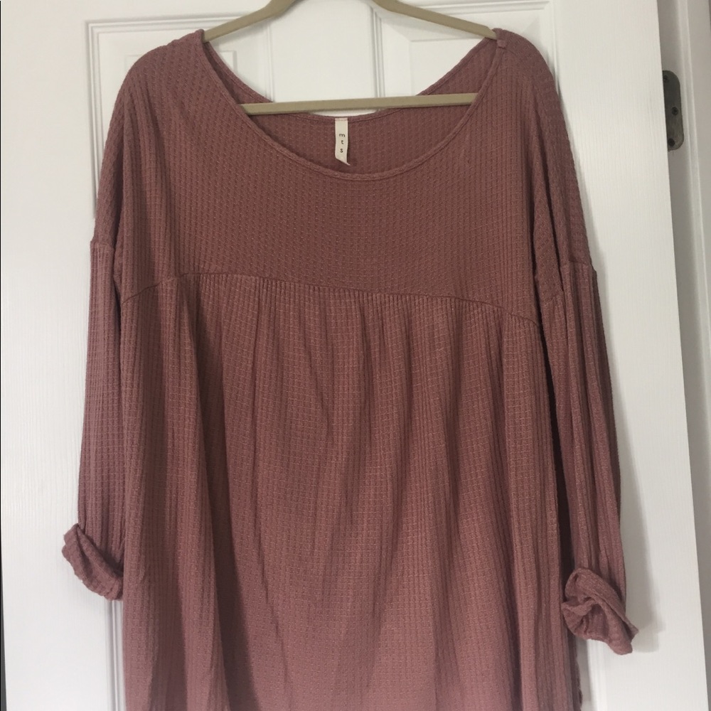 Waffle knit off the shoulder sweater